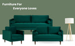 MidCen Wooden 6 Seater 3+2+1 Sofa Set with High-Density Foam for Home & Living Room (Upholstered- Dark Green Velvet Fabric) 