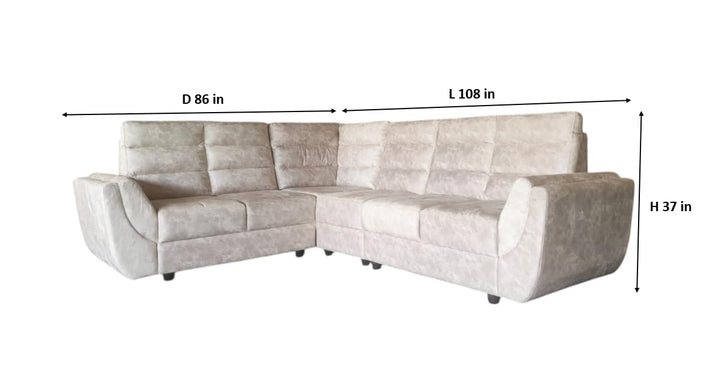 Translation missing: en.L-Shaped Sectional 6-Seater Sofa with Tufted Cushion Padded Armrest Perfect Fabric Corner Sofa for Guests Living Room, Drawing Room, Office &amp; Lounge (Light Grey) 