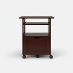 APRODZ Pipro Acacia Wood Multipurpose Office Table and Kitchen Trolley Cart with Storage Cabinet Rolling Utility Table for Home, Office, Kitchen and Dining Room 