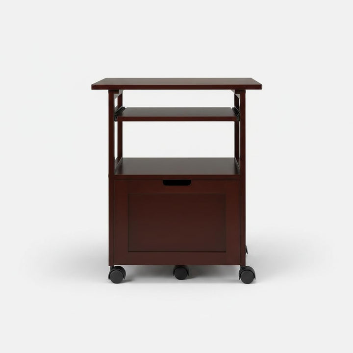 Translation missing: en.APRODZ Pipro Acacia Wood Multipurpose Office Table and Kitchen Trolley Cart with Storage Cabinet Rolling Utility Table for Home, Office, Kitchen and Dining Room 