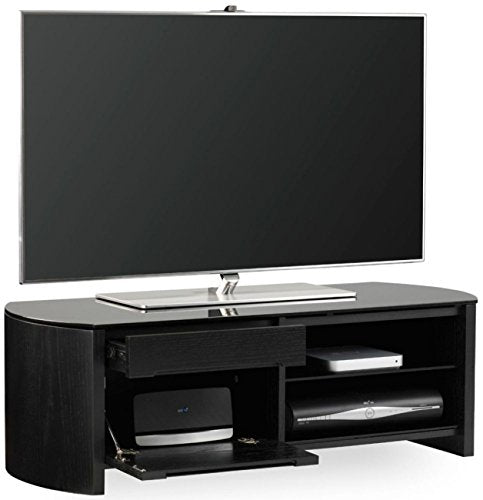 Mango Wood Lulus TV Unit with Shelf Storage Entertainment Unit Center Console TV Table for Living Room Furniture (Black Finish)