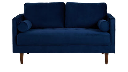 APRODZ MidCen Wooden 2 Seater Sofa with High-Density Comfortable Foam for Home & Living Room (Upholstered- Dark Blue Velvet Fabric)