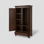 Mango Wood Wardrobe for Bedroom 2-Door Modular Wooden Almirah for Storage/Space Saving with 1-Drawer/Storage Organizer Rack Clothes Cupboard for Bedroom 