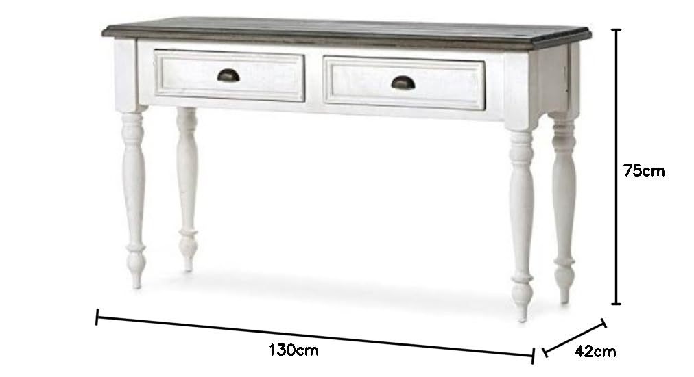 APRODZ Mango Wood Lolua Console Table with 2 Drawer for Living Room | Wooden Console Table | Brown & White Finish