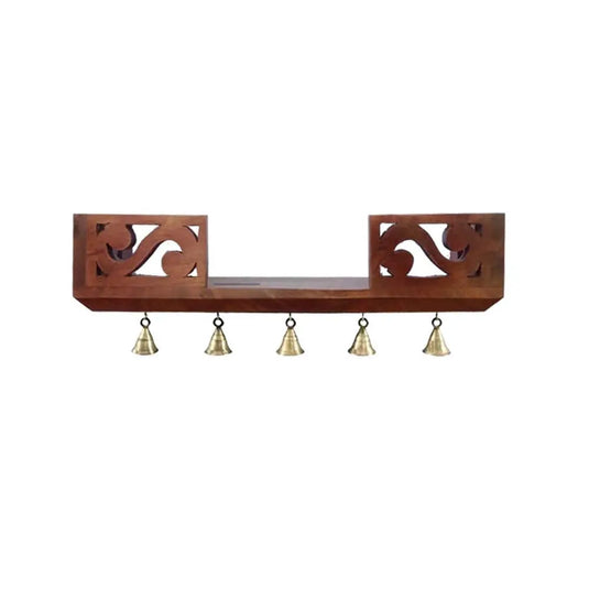 Translation missing: en.Aprodz Mango Wood Wall Mounted Temple with Bells | Honey Finish