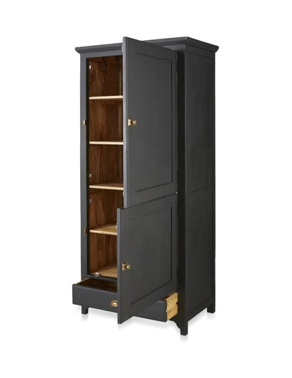 APRODZ Nera 2.0 Mango Wood Two Door and 1 Drawer Wardrobe Storage Almirah Cupboard for Cloths (Solid Wood - Slate Gray)