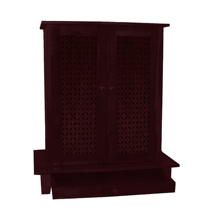 APRODZ Solid Wood Mandir/Prayer Cabinet- Mahogany