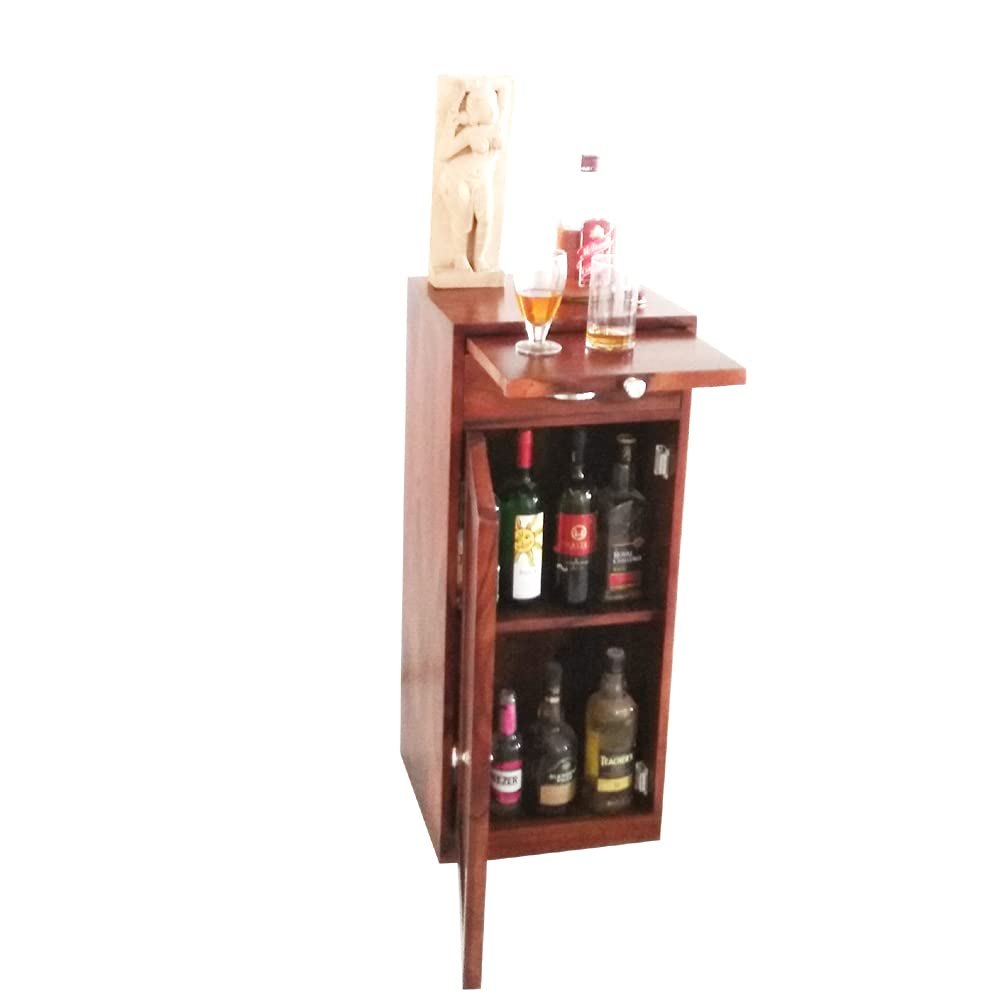 APRODZ Sheesham Wood Benger Bar Cabinet for Home, brown, standard (bc-32)