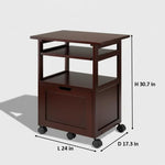 APRODZ Pipro Acacia Wood Multipurpose Office Table and Kitchen Trolley Cart with Storage Cabinet Rolling Utility Table for Home, Office, Kitchen and Dining Room 