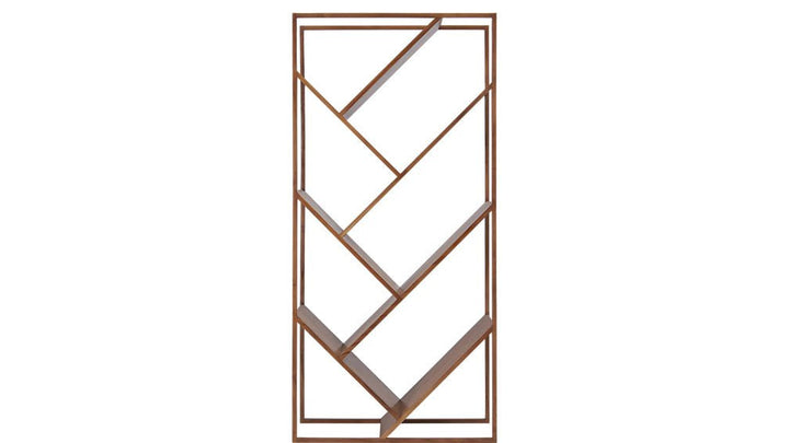 Translation missing: en.Solid Wood and Steel Warsaw Bookcase for Living Room | Bookshelf | Brown Finish 