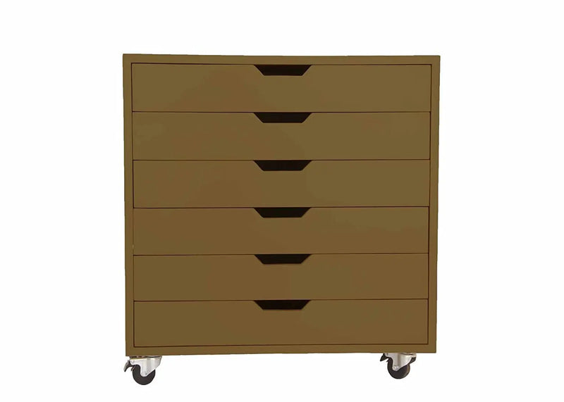 APRODZ Mango Wood Sideboard Storage Dresser Cabinet Bhesar Chest of 6 Drawer On Castors for Living Room | Cream