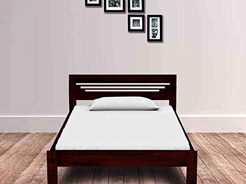 Sheesham Wood Without Storage Frye Single Size Bed for Bedroom Dark Brown Finish 