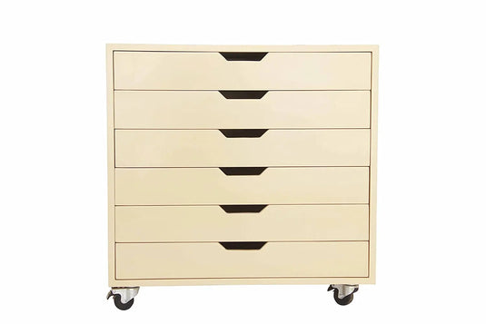 Translation missing: en.APRODZ Mango Wood Sideboard Storage Dresser Cabinet Balarwa Chest of 7 Drawer On Castors for Living Room (White Finish)