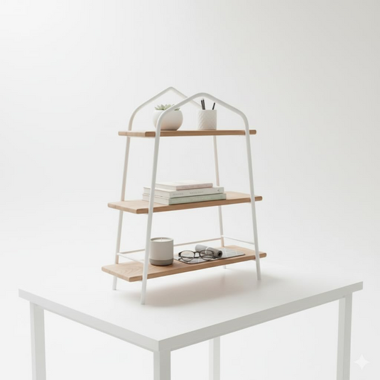 Translation missing: en.3-Tier Wood &amp; Metal Organizer Shelf Brown Finish 