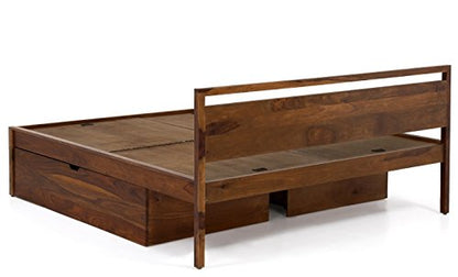Sheessham Wood Louisville Bed with Storage for Bedroom | Dark Teak Finish