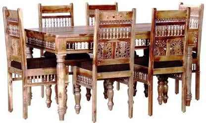 Translation missing: en.Sheesham Wood Norcross 6 Seater Dining Table Set for Home | Dining Furniture | Brown Finish 