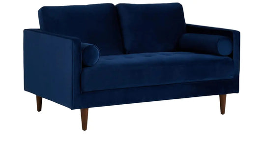 Translation missing: en.APRODZ MidCen Wooden 2 Seater Sofa with High-Density Comfortable Foam for Home &amp; Living Room (Upholstered- Dark Blue Velvet Fabric)