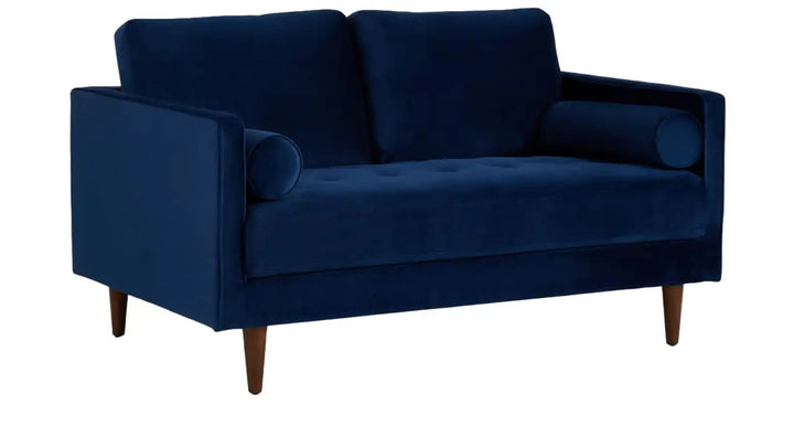 Translation missing: en.APRODZ MidCen Wooden 2 Seater Sofa with High-Density Comfortable Foam for Home &amp; Living Room (Upholstered- Dark Blue Velvet Fabric)