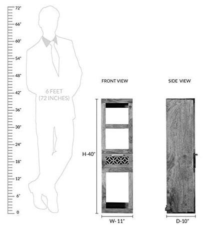 Durque Sheesham Wood Vertical Wall Shelf - Provincial Teak Finish