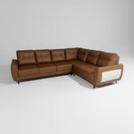 L-Shaped Sectional 6-Seater Sofa Padded Armrest Faux Leather Perfect Fabric Corner Sofa for Guests Living Room, Drawing Room, Office & Lounge (Brown) 