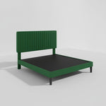 Upholstered Platform Bed with Adjustable Headboard, Leg Wood Black + Black Fabric 