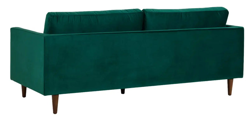 APRODZ MidCen Wooden 3 Seater Sofa Set with High-Density Comfortable Foam for Home & Living Room (Upholstered- Dark Green Velvet Fabric)
