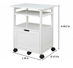APRODZ Pipro Acacia Wood Multipurpose Office Table and Kitchen Trolley Cart with Storage Cabinet Rolling Utility Table for Home, Office, Kitchen and Dining Room 