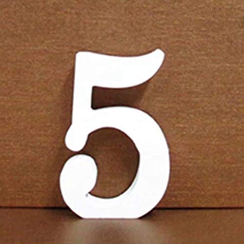 White Wooden Numbers Wood Letter Standing Table Number Craft Ornaments DIY Wedding Party Décor (5) Aprodz