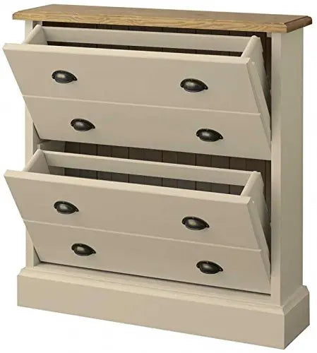 Mango Wood Two Door Storage Truo Shoe Rack Cabinet for Living Room | Shoe