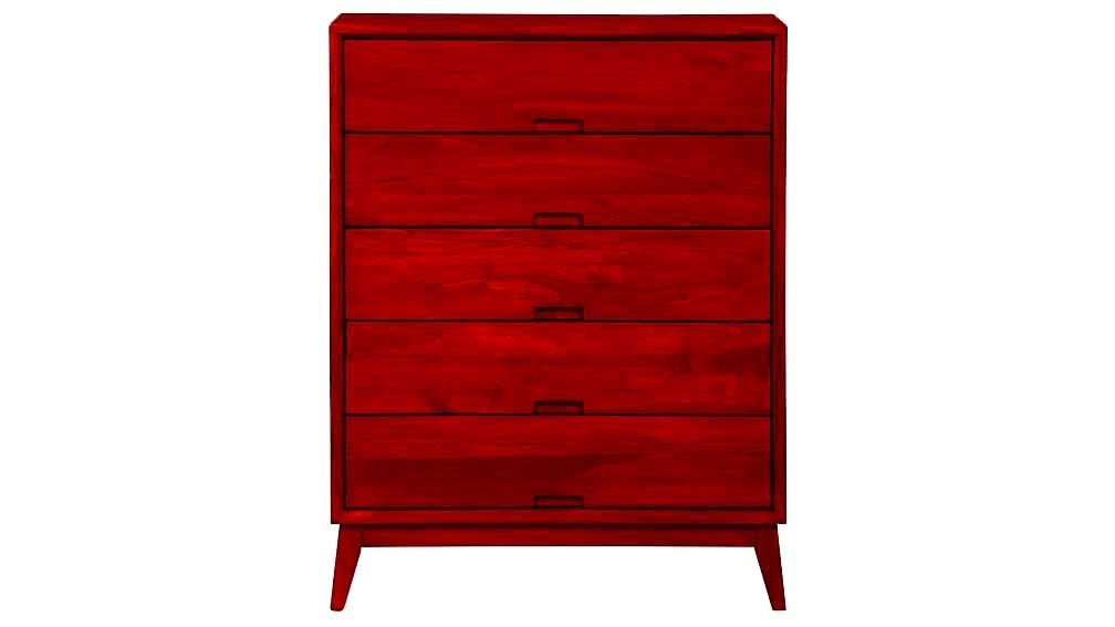 Mango Wood Storage Cabinet Cruz Chest of 5 Drawers Furniture for Living Room | Brown 