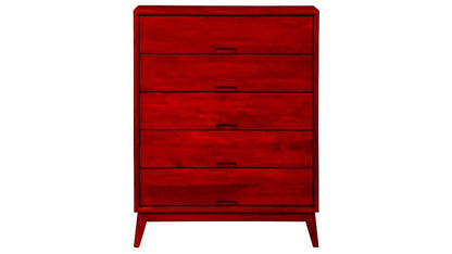 Mango Wood Storage Cabinet Cruz Chest of 5 Drawers Furniture for Living Room | Brown 