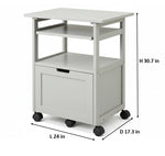 APRODZ Pipro Acacia Wood Multipurpose Office Table and Kitchen Trolley Cart with Storage Cabinet Rolling Utility Table for Home, Office, Kitchen and Dining Room 
