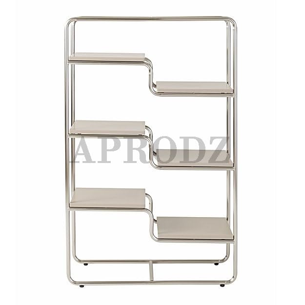 Outline Creative Design Bookcase (Chrome and Grey Finish)