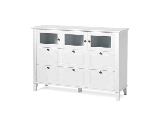 APRODZ Mango Wood Valky Sideboard Storage Cabinet for Living Room | Wooden Cabinet for Kitchen | White Finish