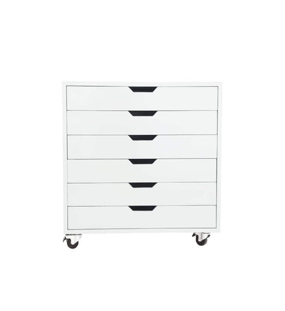 APRODZ Mango Wood Sideboard Storage Dresser Cabinet Balarwa Chest of 7 Drawer On Castors for Living Room (White Finish)