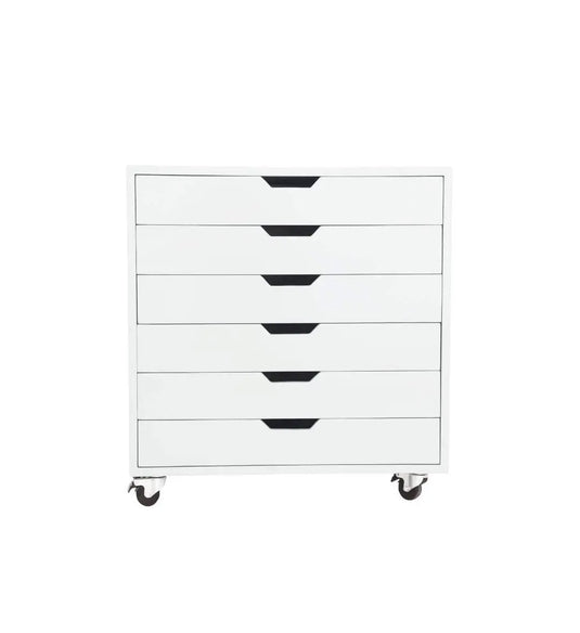 Translation missing: en.APRODZ Mango Wood Sideboard Storage Dresser Cabinet Balarwa Chest of 7 Drawer On Castors for Living Room (White Finish)