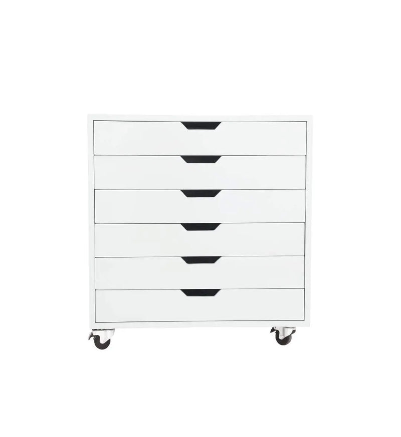 APRODZ Mango Wood Sideboard Storage Dresser Cabinet Bhesar Chest of 6 Drawer On Castors for Living Room | Velvet Queen