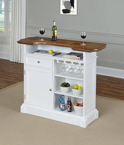 APRODZ Mango Wood Bonner Wine Storage Stylish Counter Bar Cabinet for Living Room | White Finish