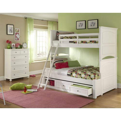 APRODZ Mango Wood Onyxlo Bunk Bed with Storage for Bedroom | White Finish