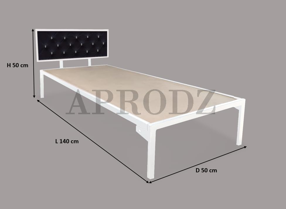 Single Size Bed with Upholstered Headboard | CR Steel Frame | Modern Platform Bed | Sturdy, Durable & Noise-Free | No Box Spring Needed | Stylish Furniture 