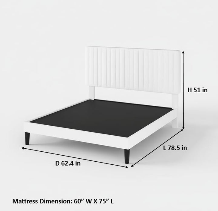 Translation missing: en.Upholstered Platform Bed with Adjustable Headboard, Leg Wood Black + Black Fabric 