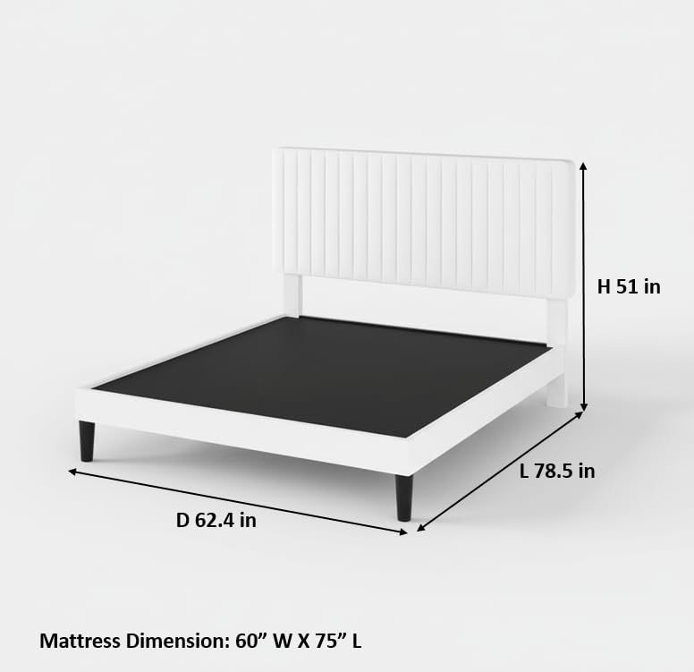 Upholstered Platform Bed with Adjustable Headboard, Leg Wood Black + Black Fabric 