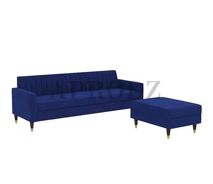 Velora L-Shape Velvet Sectional Sofa – Tufted Back & Gold Legs 