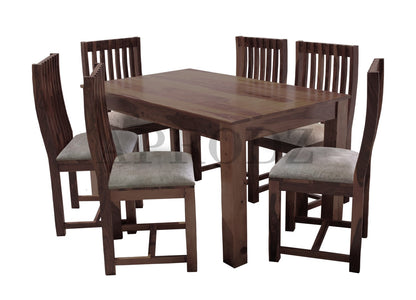 Sheesham Wood and Upholstered Epso 6 Seater Dining Table Set for Home and Living Rooms| Dining Furniture