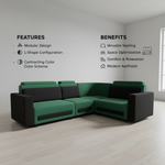 L-Shaped Sectional 6-Seater Sofa Padded Armrest Perfect Fabric Corner Sofa 