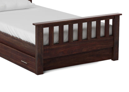 Sheesham Wood with Drawer Storage Fischer Single Size Bed for Bedroom Stylish | Dark Brown Finish