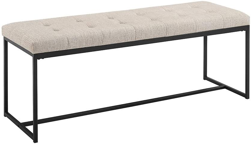 Modern Tufted Upholstered Cushion and Metal Seating Bench Ottoman 