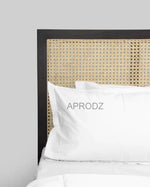 Mango Wood and Rattan Cane King Size & Queen Size Bed Frame, Black Finish 