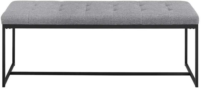 Modern Tufted Upholstered Cushion and Metal Seating Bench Ottoman 