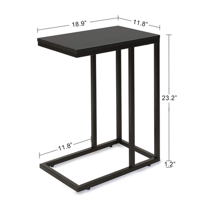 C Shaped End Table, Snack Side Table, Black
